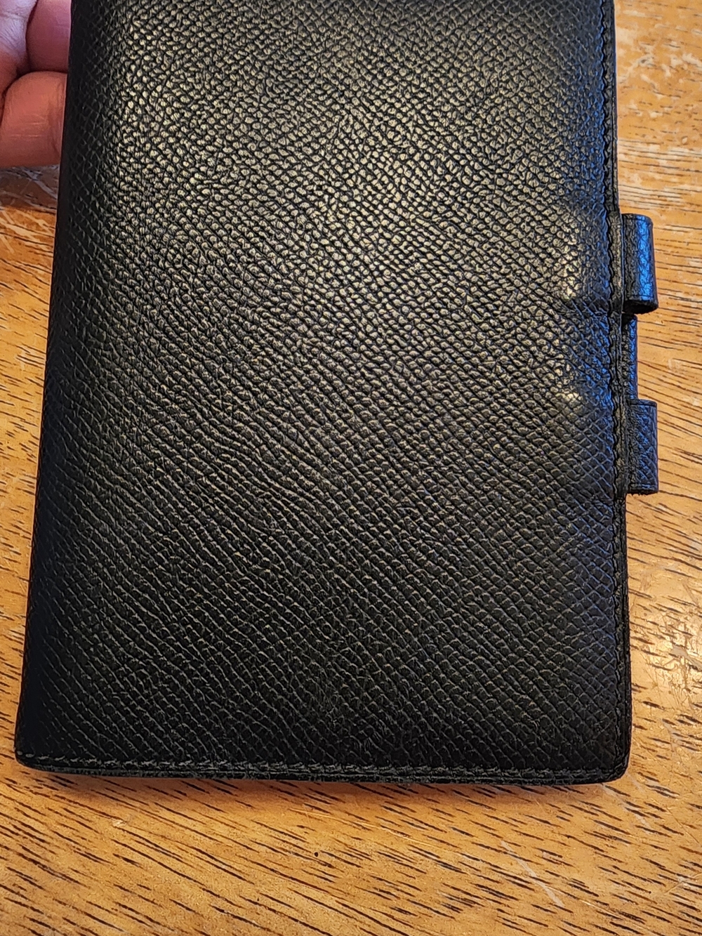 black leather Hermès agenda cover With COA